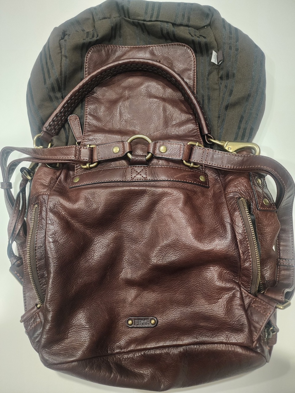 Frye Brown Leather Drawstring Backpack/Purse - Picture 5 of 6
